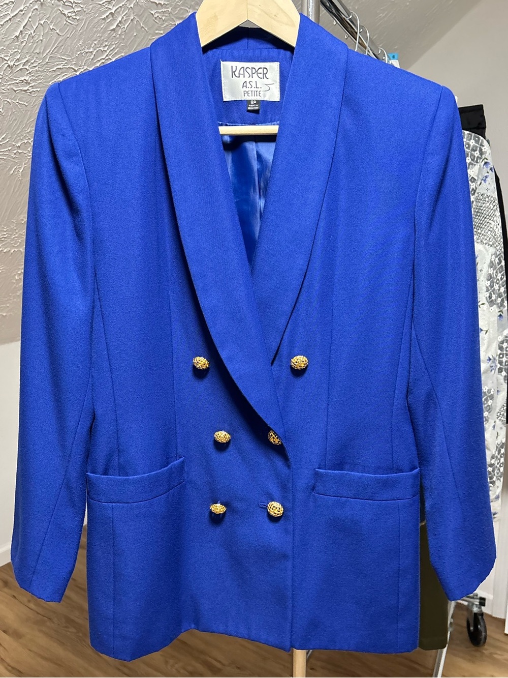 Vintage double breasted blazer, 80s yacht vibes. Kasper petite 8